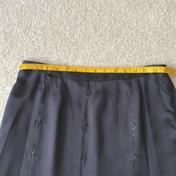 Alfani 100% Silk Embellished Lined Black Patterned Skirt - Picture 11 of 13